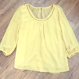 NAKED ZEBRA yellow blouse with neck & back detail